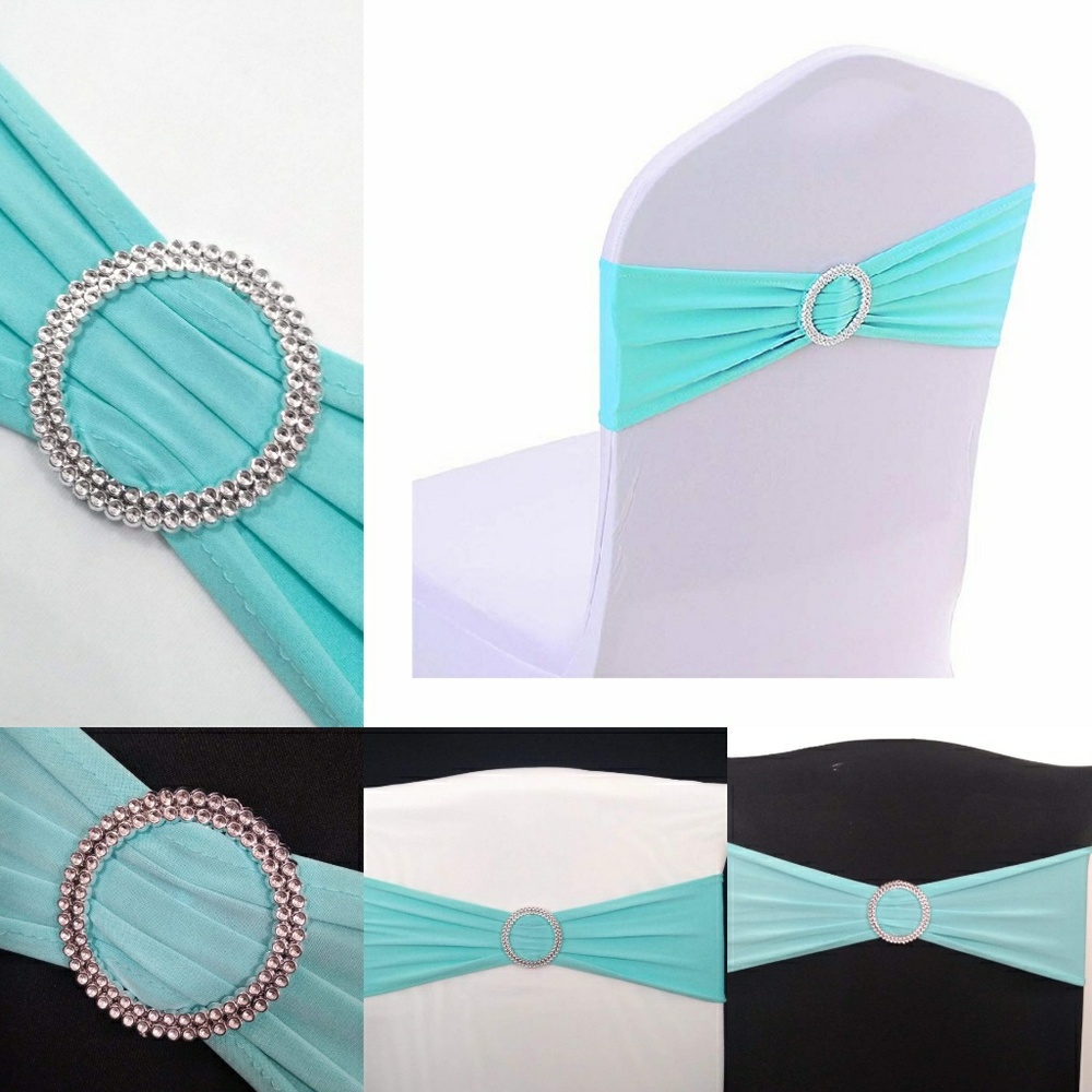 50 Pack Party Light Blue Aqua Stretch Chair Sashes
